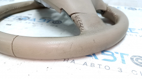 Naked steering wheel Nissan Pathfinder 13-16 leather beige, heated, for dry cleaning, scratches, rubbed