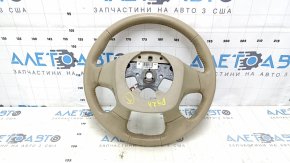 Naked steering wheel Nissan Pathfinder 13-16 leather beige, heated, for dry cleaning, scratches, rubbed