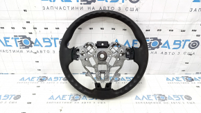 Naked steering wheel Nissan Versa 12-19 usa black rubber, worn, scratches, without overlay