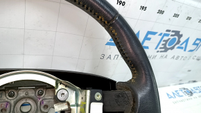 Naked steering wheel Nissan Leaf 13-17 leather black with heating, cracks, worn, scratches, needs cleaning