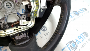 Naked steering wheel Nissan Leaf 13-17 leather black with heating, cracks, worn, scratches, needs cleaning