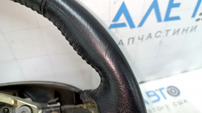 Naked steering wheel Nissan Leaf 13-17 leather black with heating, cracks, scratches, worn, dents