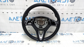Steering wheel naked Infiniti QX30 17-19 leather black, white stitching, scratches, cut