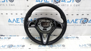 Naked steering wheel Infiniti QX30 17-19 leather black, white stitching, scratches, worn