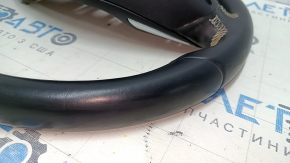 Naked steering wheel Infiniti QX30 17-19 leather black, white stitching, scratches, worn