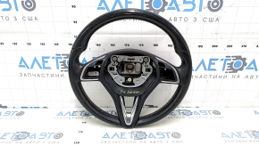 Naked steering wheel Infiniti QX30 17-19 leather black, white stitching, scratches, bumps