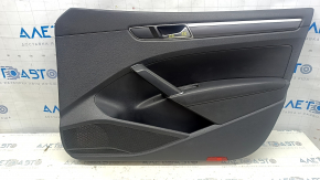 Door trim card front right VW Passat b8 16-19 USA black with black insert plastic, armrest leather, molding black