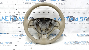 Bare steering wheel Nissan Rogue 14-16, beige rubber, needs cleaning, scuffed, broken mount
