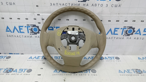 Bare steering wheel Nissan Rogue 14-16, beige rubber, needs cleaning, scuffed, broken mount