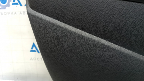 Door trim card front left VW Passat b8 16-19 USA black with black insert plastic, armrest leather, molding black, with handle, scratches, dent