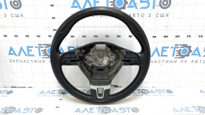 Naked steering wheel VW Passat b7 12-15 USA leather black, no buttons, worn, scratches, no buttons, bumps