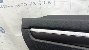 Door trim card rear left VW Passat b8 16-19 USA black with black insert plastic, armrest leather, molding black structure, with handle, scratches