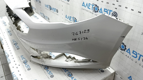 Front bare bumper Ford Fusion mk5 17-18 without parking sensors, white, YCC Taiwan, CAPA, torn, dented, broken fasteners, scratches