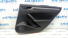 Door trim card rear right VW Passat b8 16-19 USA black with black insert plastic, armrest leather, molding black structure, with handle, scratches