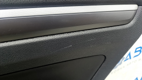 Door trim card rear right VW Passat b8 16-19 USA black with black insert plastic, armrest leather, molding black structure, with handle, scratches
