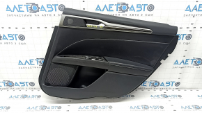Door trim card rear right Ford Fusion mk5 17-20 black with insert black leather, molding under the tree, armrest leather, scratches, tear