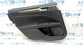 Door trim card rear left Ford Fusion mk5 17-20 black with insert black leather, molding under the tree, armrest leather, scratches