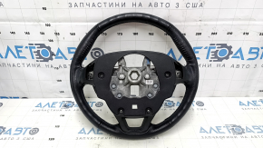 Naked steering wheel Ford Edge 15-24 leather black, without heating, broken mount, dent, scratches