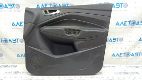 Door trim card front right Ford Escape MK3 17-19 rest, black, armrest leather black, with chrome handle, scratches