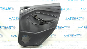 Door trim card rear right Ford Escape MK3 17-19 rest black with black plastic insert, armrest black leather, with chrome handle, under the tweeter, scratches