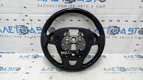 Steering wheel bare Lincoln MKC 15-19 leather black, without lower buttons, scratches, dents, abrasions