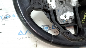 Naked steering wheel Ford Fiesta 11-19 leather black, no buttons, scratches, worn
