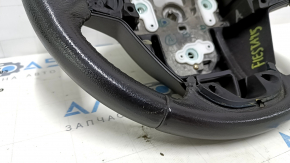 Naked steering wheel Ford Fiesta 11-19 leather black, no buttons, scratches, worn, dents