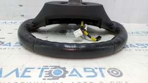 Naked steering wheel Ford Fiesta 11-19 leather black, no buttons, scratches, worn, dents
