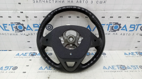 Naked steering wheel Ford Fiesta 11-19 leather black, no buttons, scratches, worn, dents