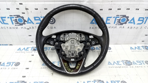 Steering wheel bare Lincoln MKZ 13-20 leather black, with wood trim, worn, dents, scratches