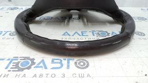 Steering wheel bare Lincoln MKZ 13-20 leather gray, with overlay under dark wood, scuffs, scratches