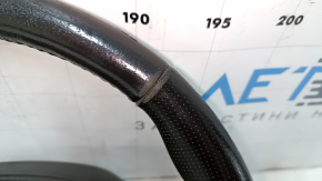 Steering wheel bare Lincoln MKZ 13-20 leather black, with overlay, worn, dents, scratches