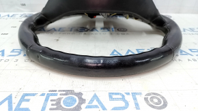 Steering wheel bare Lincoln MKZ 13-20 leather black, with overlay, worn, dents, scratches