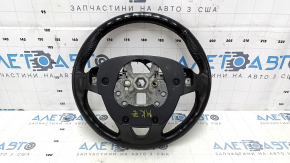 Steering wheel bare Lincoln MKZ 13-20 leather black, with overlay, worn, dents, scratches