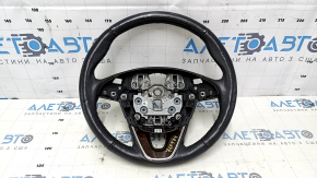 Steering wheel bare Lincoln MKZ 13-20 leather dark gray, with overlay, scratches, dents, abrasions