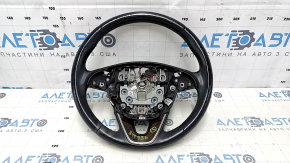 Steering wheel bare Lincoln MKZ 13-20 leather black, worn, with wood trim, worn, scratches