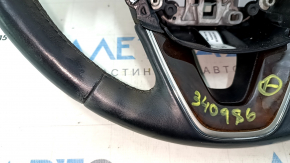Steering wheel bare Lincoln MKZ 13-20 leather black, worn, with wood trim, worn, scratches