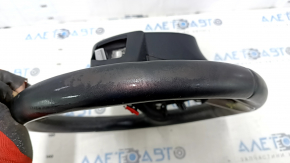 Steering wheel bare Lincoln MKZ 13-20 leather black, worn, with wood trim, worn, scratches