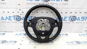Steering wheel bare Lincoln MKZ 13-20 leather black, worn, with wood trim, worn, scratches