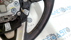 Steering wheel bare Lincoln MKC 15-19 leather black, without lower buttons, with overlay, scratches, for cleaning, abrasions