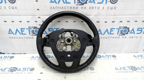 Steering wheel bare Lincoln MKC 15-19 leather black, without lower buttons, with overlay, scratches, for cleaning, abrasions