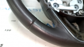 Steering wheel bare Lincoln MKX 16 - brown leather, without heating, with wood trim, scratches, bumps