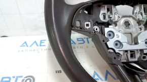 Steering wheel bare Lincoln MKX 16 - brown leather, without heating, with wood trim, scratches, bumps