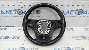 Naked steering wheel Chevrolet Malibu 13-15 leather black, without buttons and overlay, worn, scratch, peeling leather