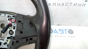 Naked steering wheel Chevrolet Malibu 13-15 leather black, without buttons and overlay, worn, scratch, peeling leather