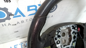 Naked steering wheel Chevrolet Malibu 13-15 leather black, without buttons and overlay, worn, scratch, peeling leather
