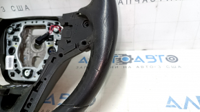 Naked steering wheel Chevrolet Malibu 13-15 leather black, without buttons and overlay, worn, scratch, peeling leather