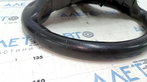 Naked steering wheel Chevrolet Malibu 13-15 leather black, without buttons and overlay, worn, scratch, peeling leather