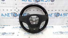 Naked steering wheel Chevrolet Malibu 13-15 leather black, without buttons and overlay, worn, scratch, peeling leather