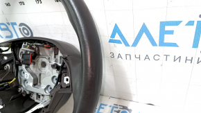 Steering wheel bare Lincoln MKC 15 - leather dark brown, without lower buttons, with overlay, scratches, dents, bumps